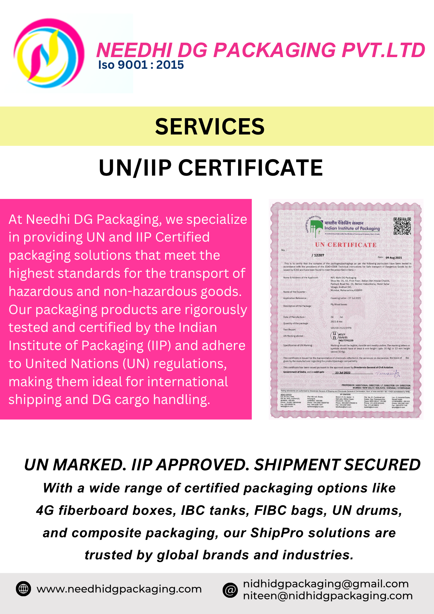 UN / IIP CERTIFICATES SERVICES
